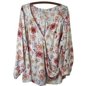 MODCLOTH Floral Faux Wrap Top Size 4X